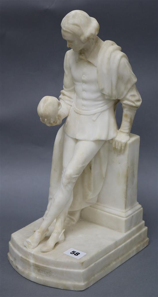 An alabaster carving of an Austrian actor as a Shakespeare character height 41cm